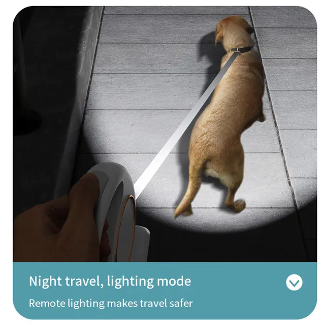 Retractable leash with flashlight